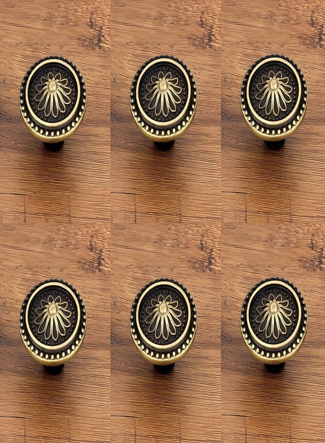 HARMONUS Knobs for Drawer & Cabinets Set Knob, Antique Brass Wardrobe Kitchen Door Pull Handle Knobs Round Shape Drawer Knob - (KNOBS-152 - Pack of 6) - Image 1